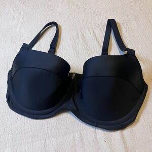 Aerie Underwire Bikini Top 34DD Black Lightly Lined Swim Bra Adjustable UPF